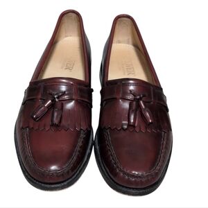 Vintage Hanover burgundy leather kiltie tassel Wing Tip loafers men's size 10